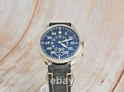 Flieger Uhre B Pilot Watch Stainless Steel Case Brown Leather Strap Swiss 6498