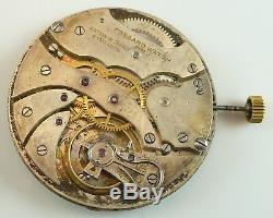 Fresard Watch Co. Complete Running Pocket Watch Movement Parts / Repair