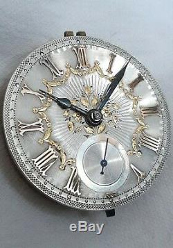 Fusee Pocket Watch Silver & Gold Dial movement. (FULL WORKING ORDER) 1880s