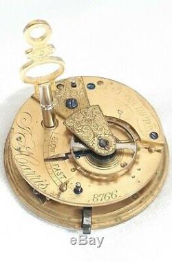Fusee Pocket Watch Silver & Gold Dial movement. (FULL WORKING ORDER) 1880s