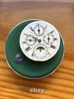 GOOD BALANCE Triple Date Moonphase Full Calendar Pocket Watch Movement 16s 43mm