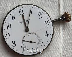 Girard Perregaux Chronometre pocket watch movement & enamel dial stem to 3