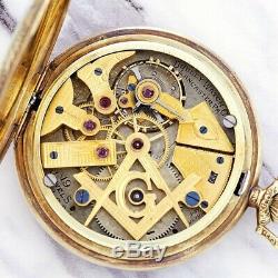 Gold Dudley Masonic Pocket Watch With Masonic Symbols Movement Ca1920s