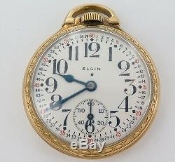 Gold Flash Movement / 1943 Elgin B W Raymond 16s 21j 5 Adj 10k G. F. Pocket Watch