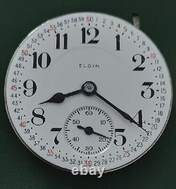 Great Elgin Father Time RAILROAD 21J 16S Pocket Watch Mvt MINT MONTE DIAL Runs