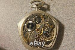 Gruen Pentagon GF pocket watch, excellent, runs! Great V4 movement