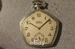 Gruen Pentagon GF pocket watch, excellent, runs! Great V4 movement