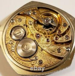 Gruen Precision PINTAGON 17J. Engraved movement fancy dial 18K solid gold 1926