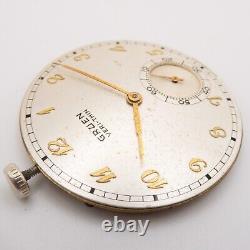 Gruen Veri-Thin 38.4 x 6 mm 15-Jewel Antique Pocket Watch Movement, Keeps Time