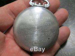 HAMILTON 21J WWII MILITARY US ARMY AIR CORPS 4992B MOVEMENT Pocket Watch 52mm