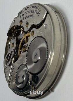 HAMILTON POCKET WATCH MOVEMENT Lancaster PA 17 Jewels 16s 1913 Does Not Run