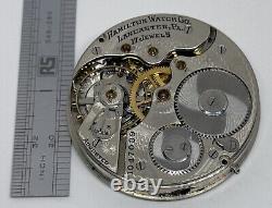 HAMILTON POCKET WATCH MOVEMENT Lancaster PA 17 Jewels 16s 1913 Does Not Run