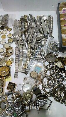 HUGE LOT OF Watch Parts Crystals Vintage Steampunk Movements Dials Pocket watch