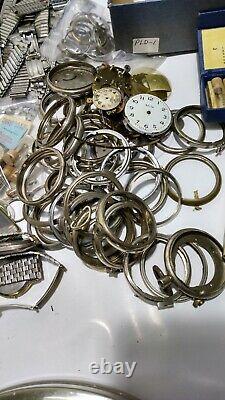 HUGE LOT OF Watch Parts Crystals Vintage Steampunk Movements Dials Pocket watch