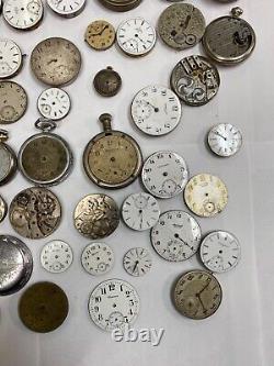 HUGE Pocket Watch Repairman/Makers Dream Lot Movement Parts/Repair QNA3