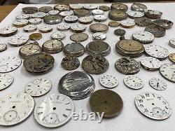 HUGE Pocket Watch Repairman/Makers Dream Lot Movement Parts/Repair QNA3