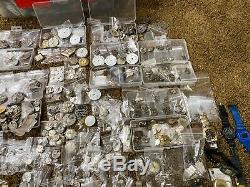 HUGE Watchmaker Estate Lot Vintage Pocket Watch Movements Dials & 88 Lbs Watches