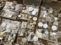 HUGE Watchmaker Estate Lot Vintage Pocket Watch Movements Dials & 88 Lbs Watches