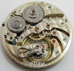 Hamilton 12s 920 Pocket Watch Movement 23 j. Fit OF case Serial 1920096