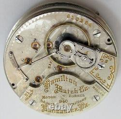 Hamilton 18s Pocket Watch Movement 21 j. Fit OF case Serial 913,254 grade 940