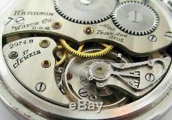 Hamilton 2974B 17 jewels 3 adj. Pocket Watch 2K7048 hack second + s. Steel case
