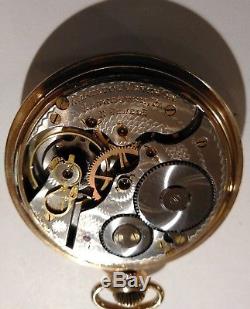 Hamilton 974 gold trim movement 17 jewels 16 size (1913) just serviced very nice