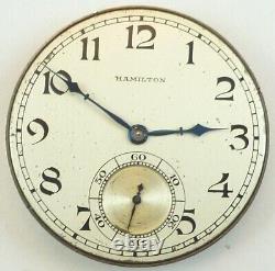 Hamilton Grade 904 Complete Running Pocket Watch Movement Parts / Repair