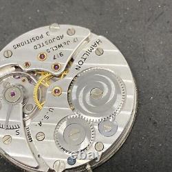 Hamilton Grade 917 Pocket Watch Movement 12s 17j Openface Ticking Vintage F5974