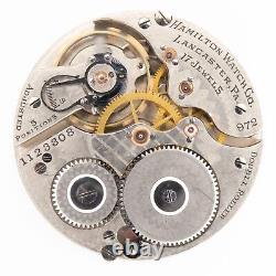 Hamilton Grade 972 16-Size 17-Jewel Antique Pocket Watch Movement, Keeps Time