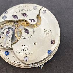 Hampden 108D Flag Pocket Watch Movement 16s 17j Hunter Railroad Ticking F7071