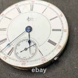 Hampden 108D Flag Pocket Watch Movement 16s 17j Hunter Railroad Ticking F7071