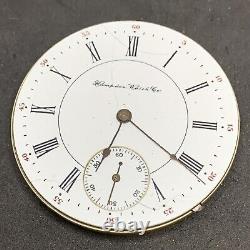 Hampden Grade 107 D Star In Flag Pocket Watch Movement 16s 17j Hunter Ticks 5668