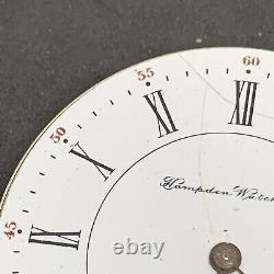 Hampden Grade 107 D Star In Flag Pocket Watch Movement 16s 17j Hunter Ticks 5668