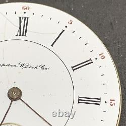 Hampden Grade 107 D Star In Flag Pocket Watch Movement 16s 17j Hunter Ticks 5668