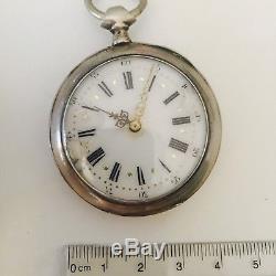 Heavy Solid Silver Plate Half Hunter Pocket Watch Swiss Nice Movement. Engraved