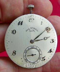 High Grade Extra Thin Paul Ditisheim Pocket Watch 38mm 18j 8 Adjustments Bkn Stf