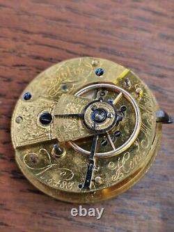 High Grade Fusee Pocket Watch Movement, Diamond End Stone, for Repair #L745