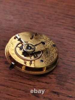 High Grade Fusee Pocket Watch Movement, Diamond End Stone, for Repair #L745