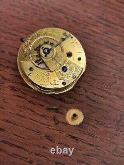 High Grade Fusee Pocket Watch Movement, Diamond End Stone, for Repair #L745