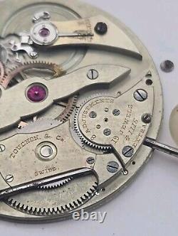 High Grade Touchon & Co Wittnauer Thin 39mm Pocket Watch Movement For Parts