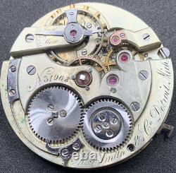 High Grade Wolf Tooth Pocket Watch Movement MS Smith Detroit Snap On Dial F4060