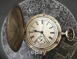 High grade 1/4 minute repeater chronograph pocket watch Weil Freres movement