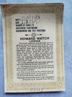 Howard Pocket Watch 23 Jewels (Movement 1316295)(Case 316042) with Case & License