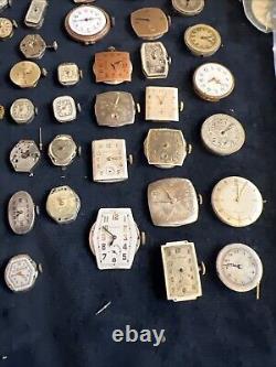 Huge Lot of Vtg Ant Watch & Pocket Watch Parts Movmt Dials Longines Omega Elgin