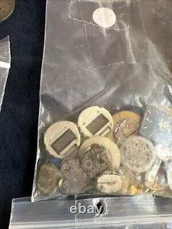 Huge Lot of Vtg Ant Watch & Pocket Watch Parts Movmt Dials Longines Omega Elgin