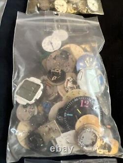 Huge Lot of Vtg Ant Watch & Pocket Watch Parts Movmt Dials Longines Omega Elgin