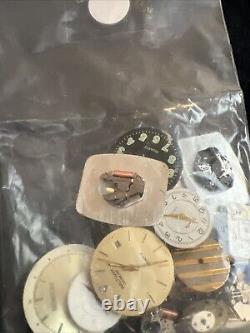 Huge Lot of Vtg Ant Watch & Pocket Watch Parts Movmt Dials Longines Omega Elgin