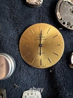 Huge Lot of Vtg Ant Watch & Pocket Watch Parts Movmt Dials Longines Omega Elgin