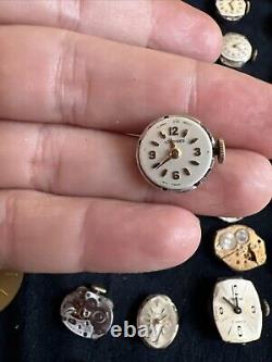 Huge Lot of Vtg Ant Watch & Pocket Watch Parts Movmt Dials Longines Omega Elgin