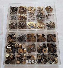 Huge lot Antique Verge Fusee pocket watch movement parts